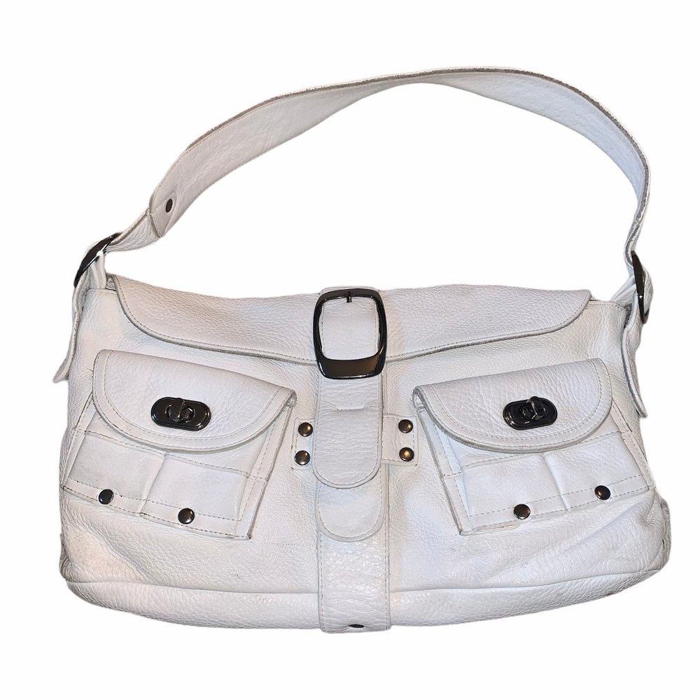 Carla Mancini White Leather Shoulder Bag
